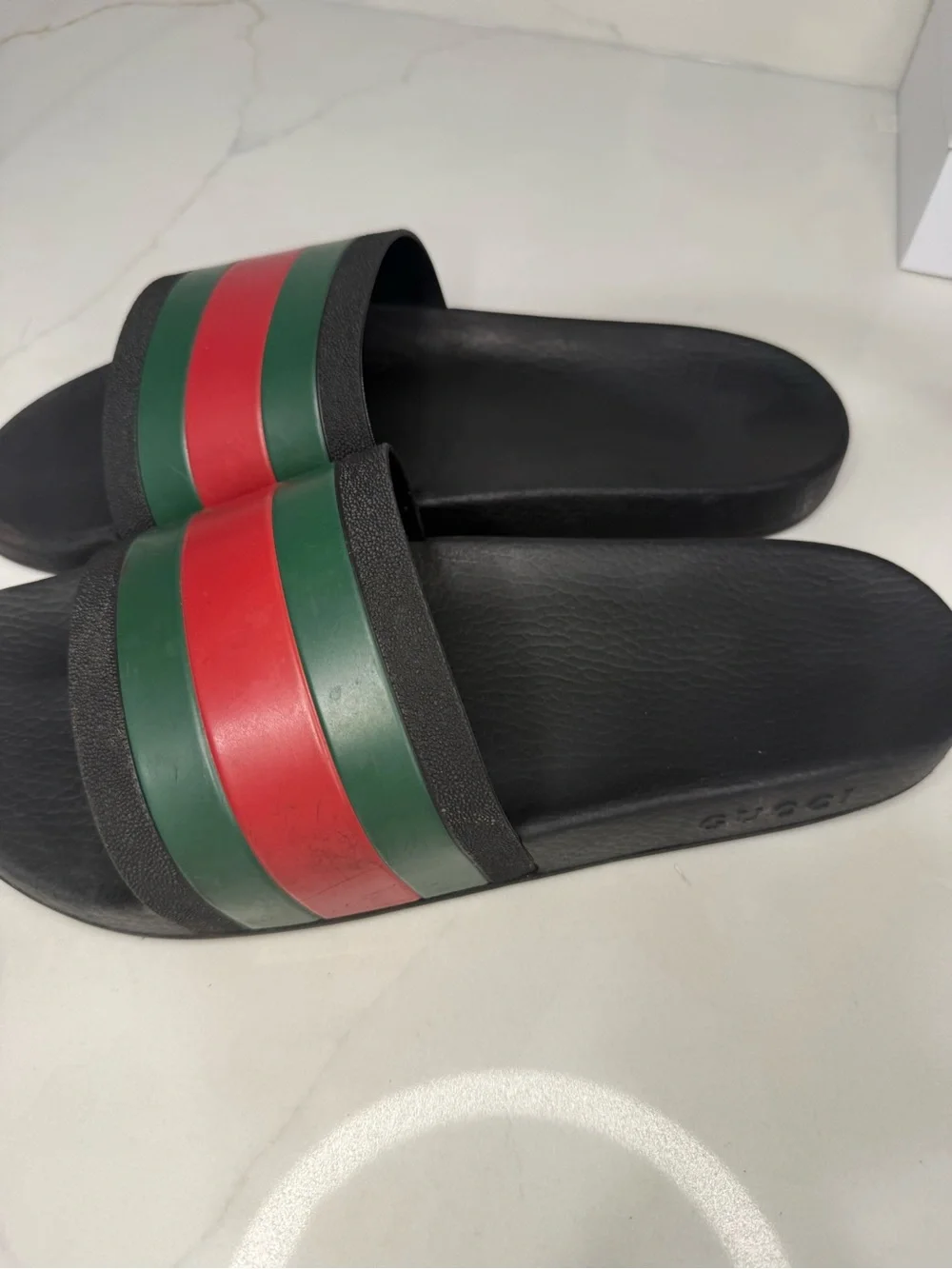 Gucci Pursuit Web Slides Men 13G Black Red Green Authentic COA